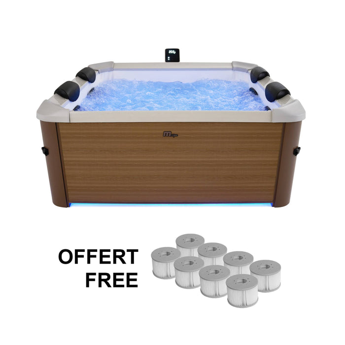 sweeek - Vaste spa 6 plaatsen hydromassage, 4 kussens + 8 filters,