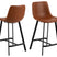 Giga Living - Barstoel Bruin Pu Leer - Zithoogte 63cm - Isdal - Set van 2