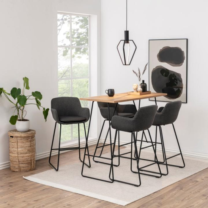 Giga Living - Barkruk - Donkergrijs Stof - Zithoogte 76cm - Larka - Set van 2