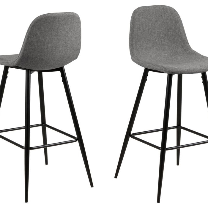 Giga Living - Barkruk Lichtgrijs|Zwart - Zithoogte 75cm - Willy - Set van 2