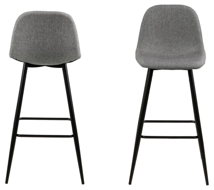 Giga Living - Barkruk Lichtgrijs|Zwart - Zithoogte 75cm - Willy - Set van 2