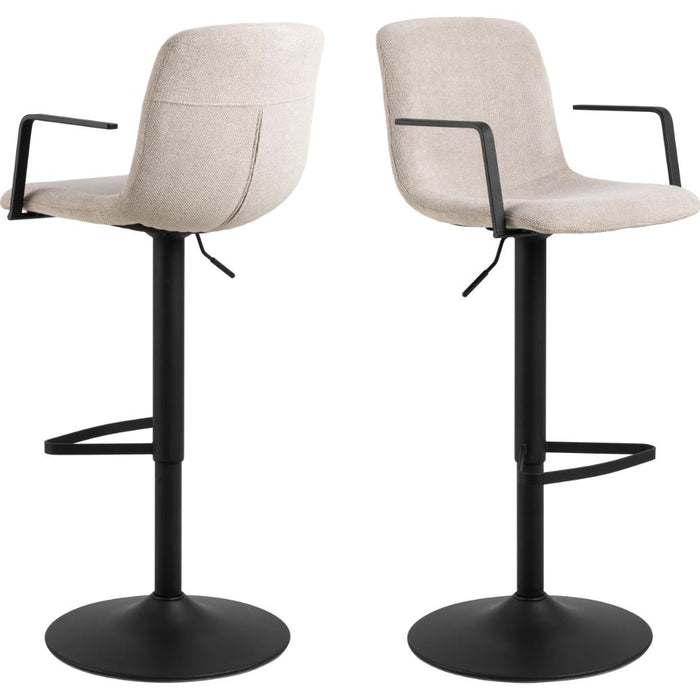 Giga Living - Barkruk - Beige Stof - Zithoogte 84cm - Selvik - Set van 2