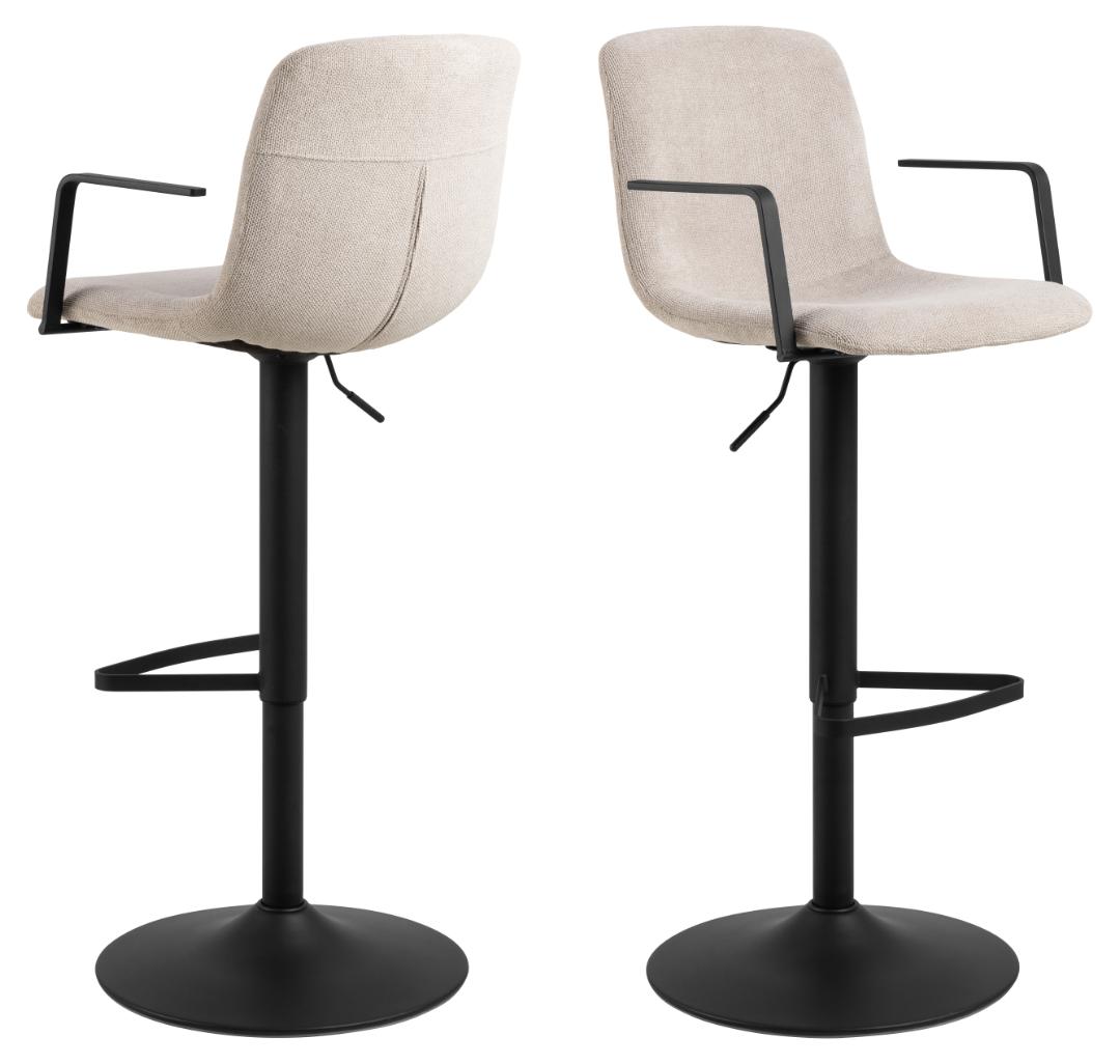 Giga Living - Barkruk - Beige Stof - Zithoogte 84cm - Selvik - Set van 2