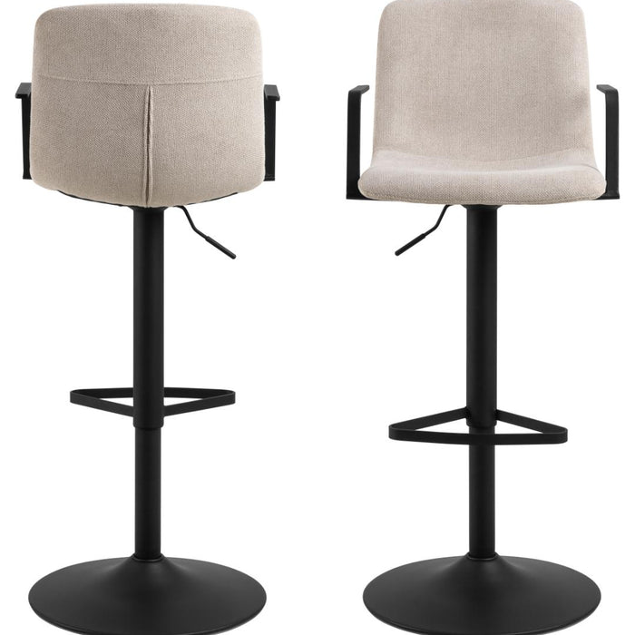 Giga Living - Barkruk - Beige Stof - Zithoogte 84cm - Selvik - Set van 2