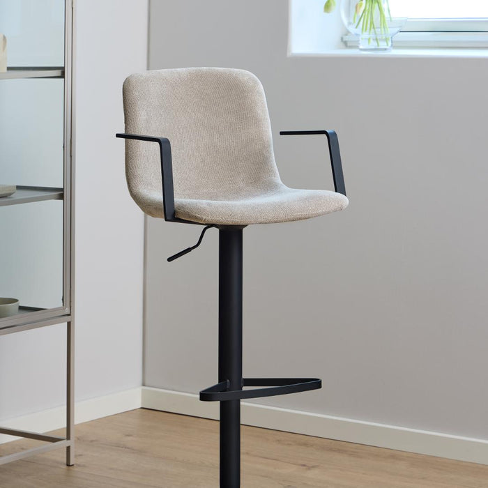 Giga Living - Barkruk - Beige Stof - Zithoogte 84cm - Selvik - Set van 2