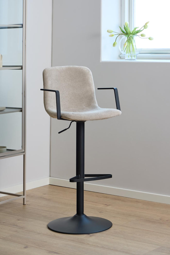 Giga Living - Barkruk - Beige Stof - Zithoogte 84cm - Selvik - Set van 2