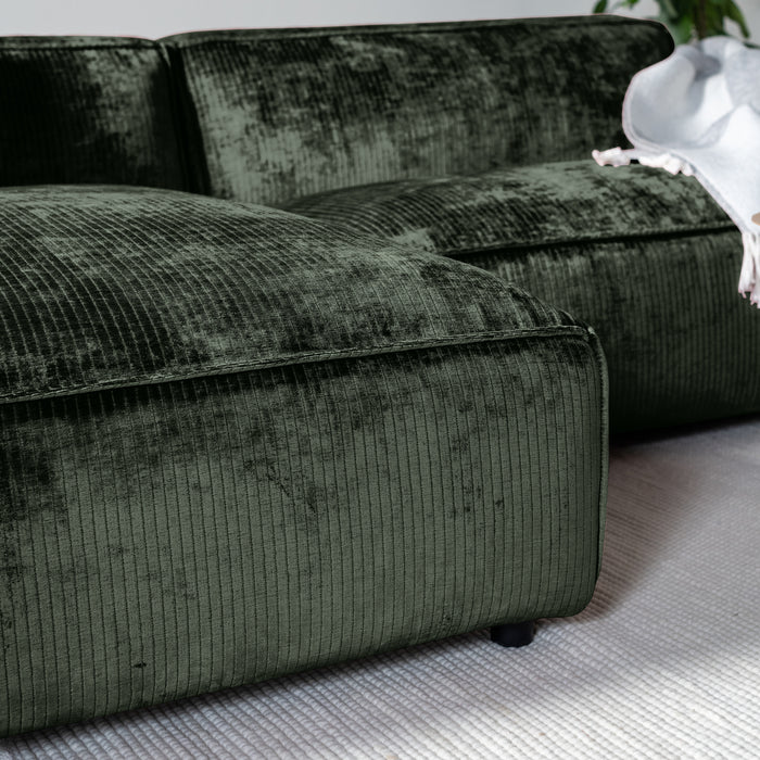 by fonQ Chunky Hoekbank met Chaise Longue Links - Moss - Rib