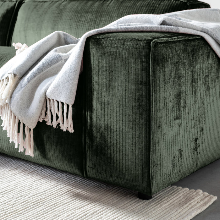 by fonQ Chunky Hoekbank met Chaise Longue Links - Moss - Rib