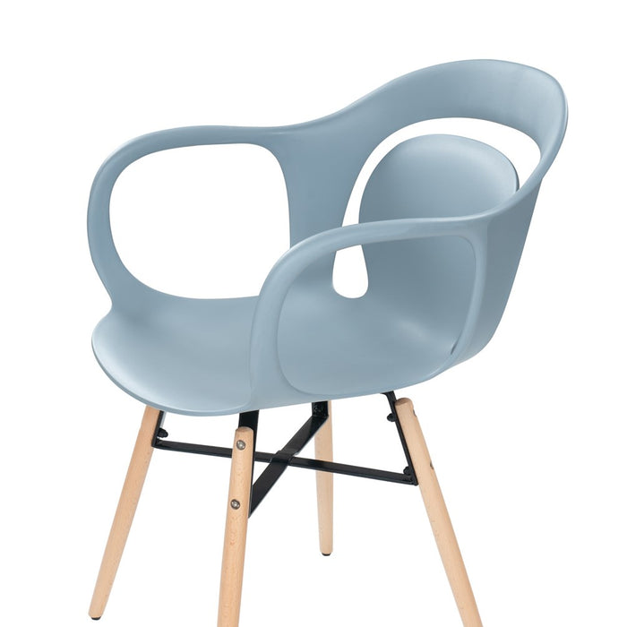 Stoel, set van 4 grijs-blauw ijzer onderhoudsvriendelijk, comfortabel