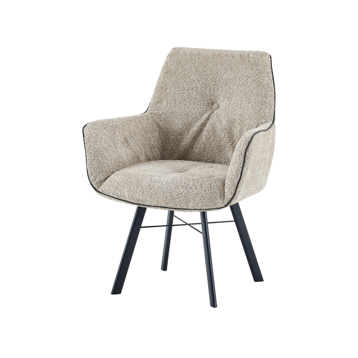 Stoel, fauteuil Beige van ijzer 180° draaibaar met automatische terugkeerfunctie, gemakkelijk op te staan, met armleuning