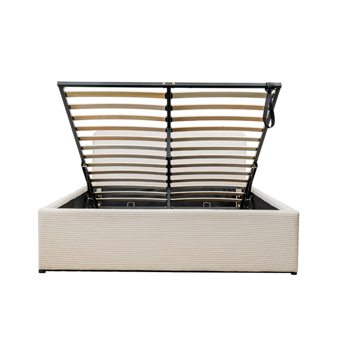 Calicosy - Opbergbed LIVY - 160x200 cm - Beige hoofdbord