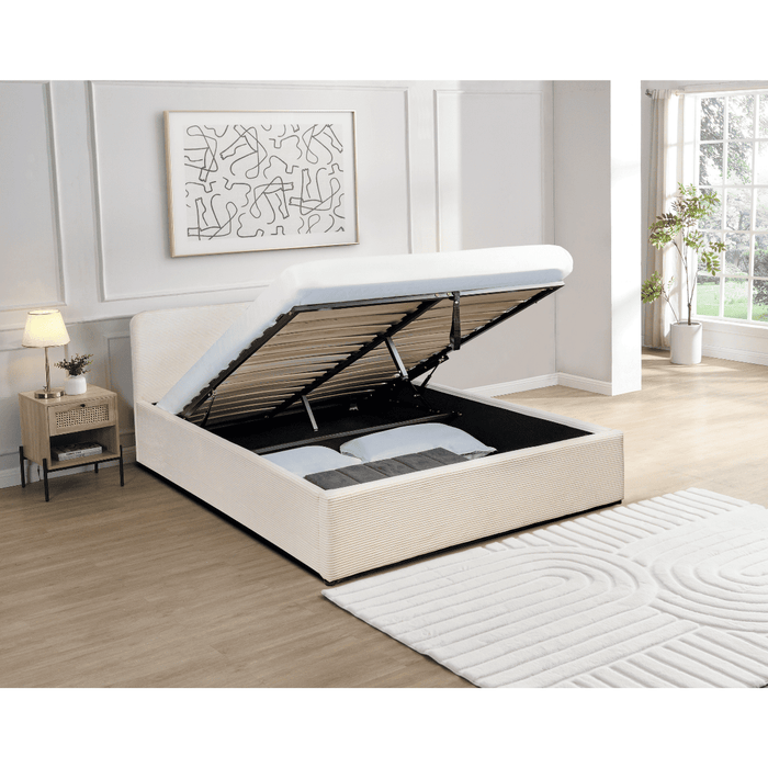 Calicosy - Opbergbed LIVY - 160x200 cm - Beige hoofdbord