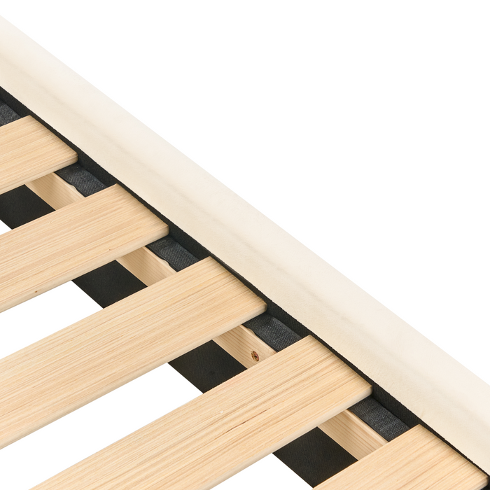 Beliani-BELLEVUE-Eenpersoonsbed-Lichtbeige-90 x 200 cm-Fluweel