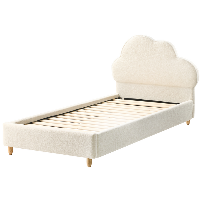 Beliani-BELLEVUE-Eenpersoonsbed-Gebroken wit-90 x 200 cm-Bouclé