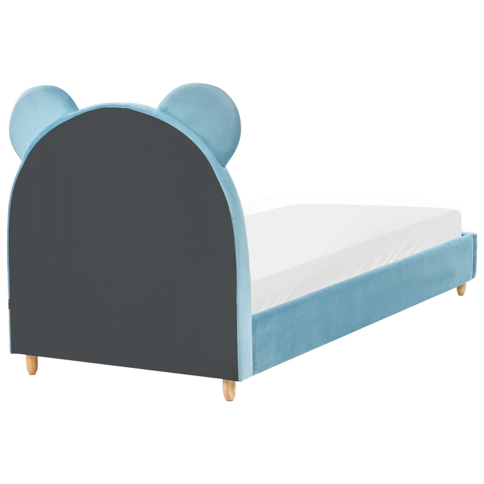 Beliani - MAILLES - Eenpersoonsbed - Blauw - 90 x 200 cm - Fluweel