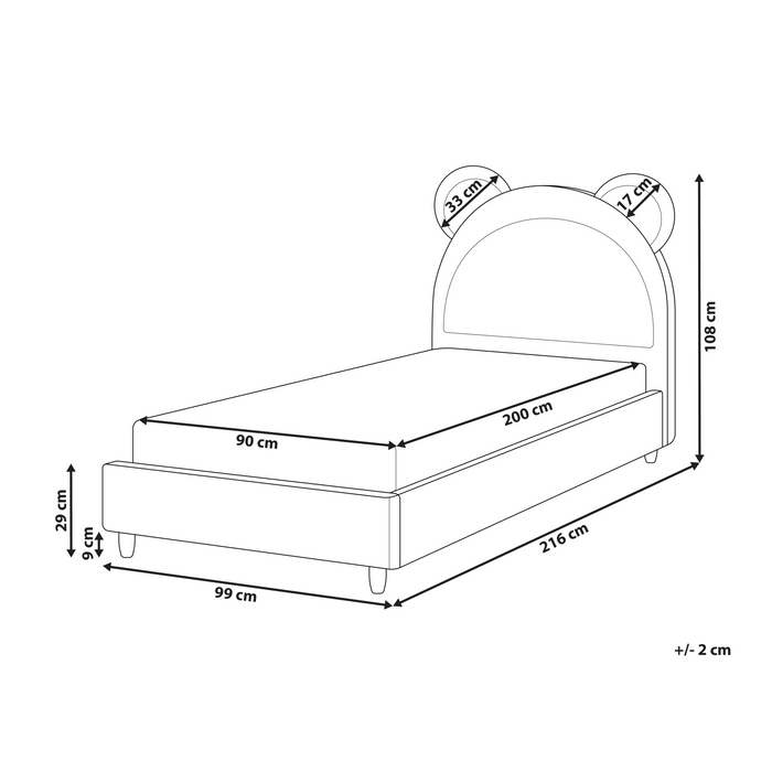 Beliani - MAILLES - Eenpersoonsbed - Blauw - 90 x 200 cm - Fluweel