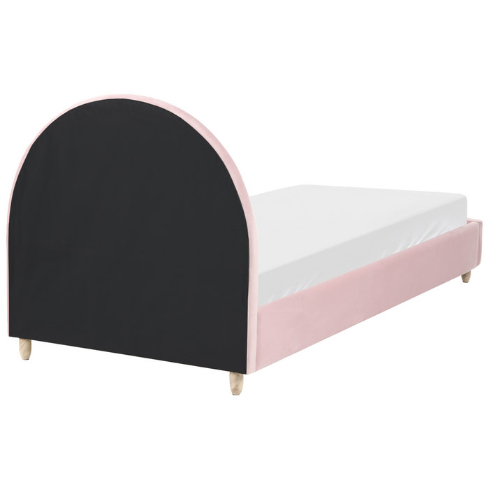 Beliani - LANDEILLAU - Eenpersoonsbed - Roze - 90 x 200 cm - Fluweel