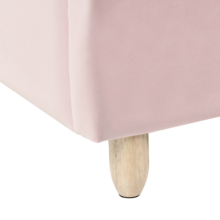 Beliani - LANDEILLAU - Eenpersoonsbed - Roze - 90 x 200 cm - Fluweel