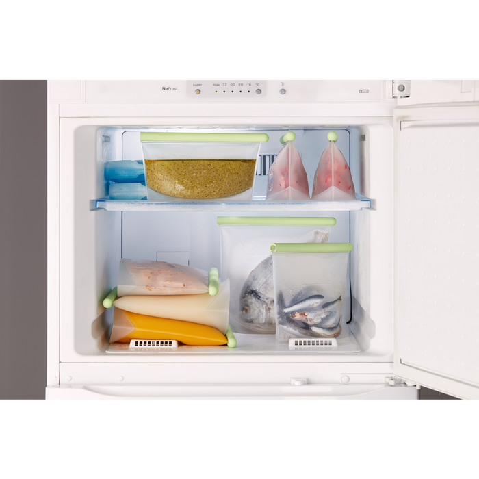 Vershoudzak Staand, set van 3, 0,5 L + 1 L + 1,5 L, Herbruikbaar - Green