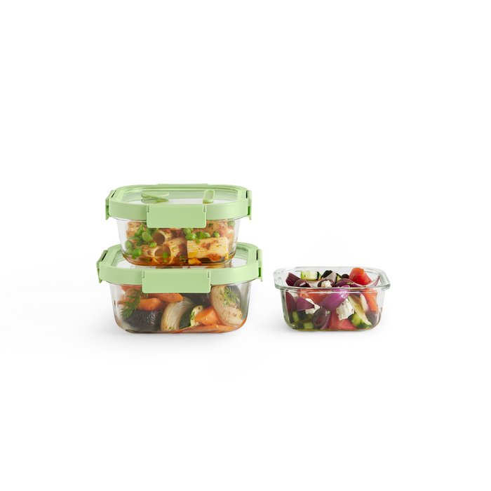 Vershouddoos Glas Vierkant, set van 3 - Green