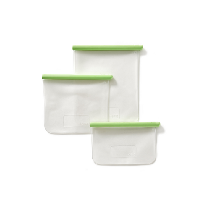 Vershoudzak Plat, set van 3, 0,5 L + 1 L + 1,5 L, Herbruikbaar - Green