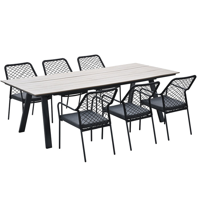 Garden Impressions Ross tuinset 7-delig zwart - Braga tuintafel