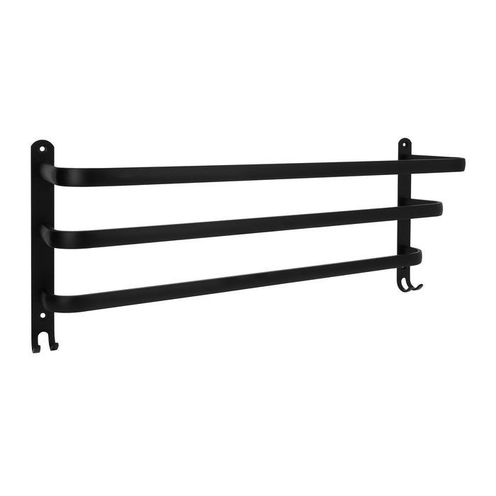 QUVIO Handdoekenrek wand met 3 stangen - 60 cm - RVS - Zwart