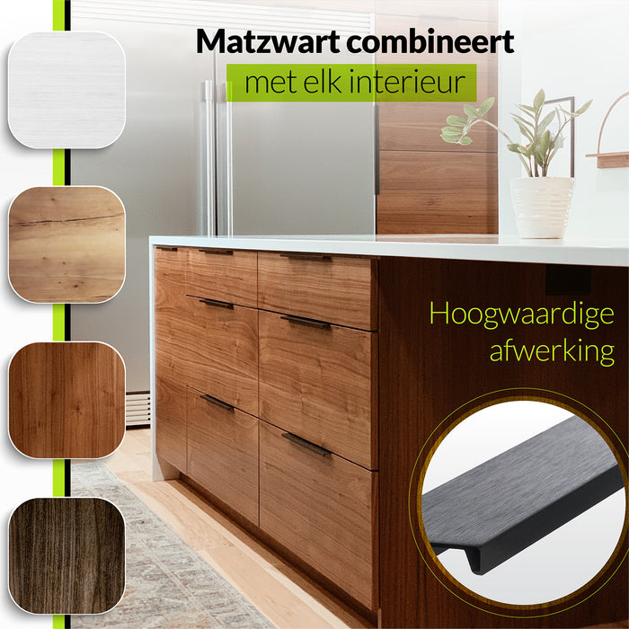 XIVADA Handgreep zwart - 128 mm boorafstand - Meubelgreep - Set van 2