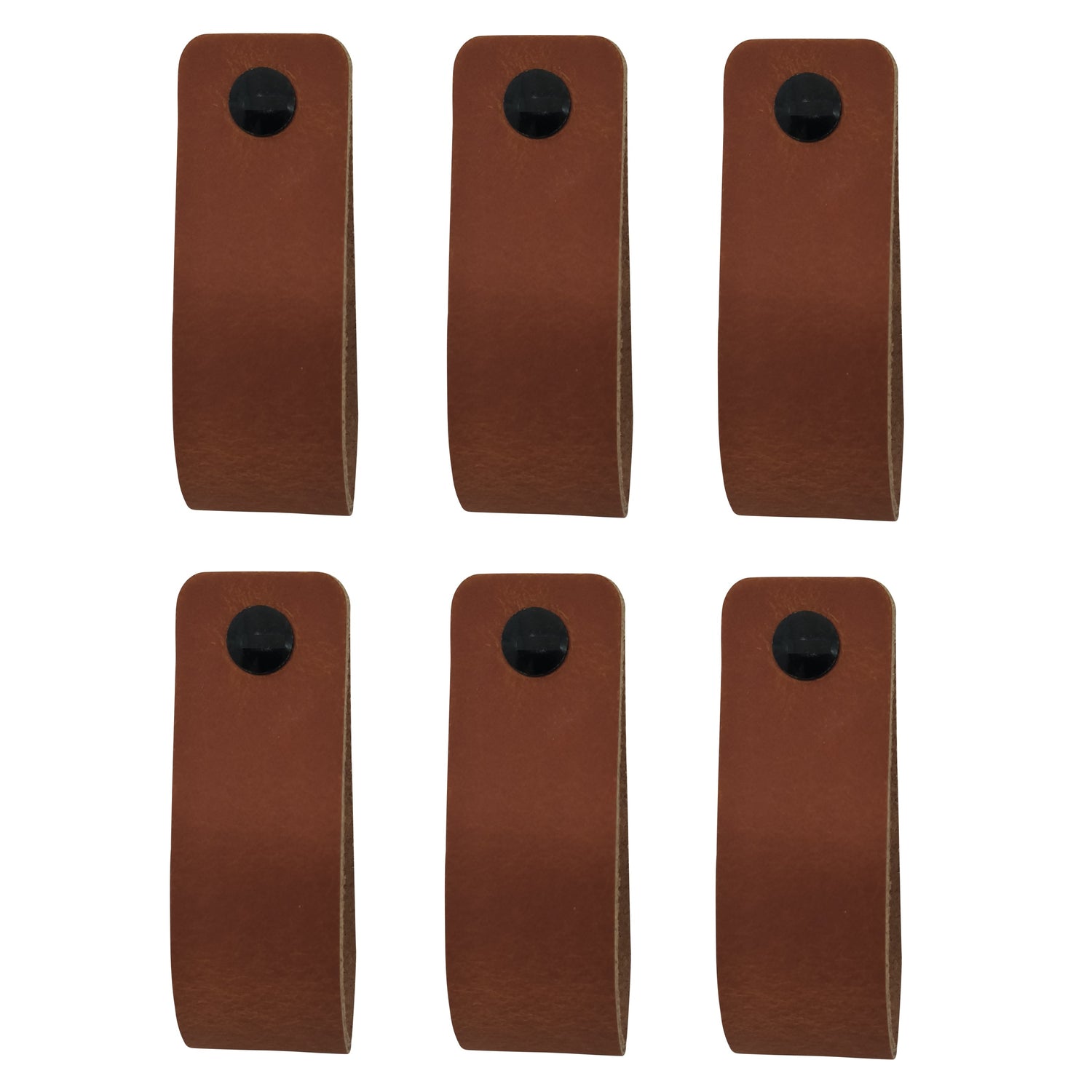 XIVADA Leren Handgreep Juqa - Boren - Leer - Cognac - Set van 6