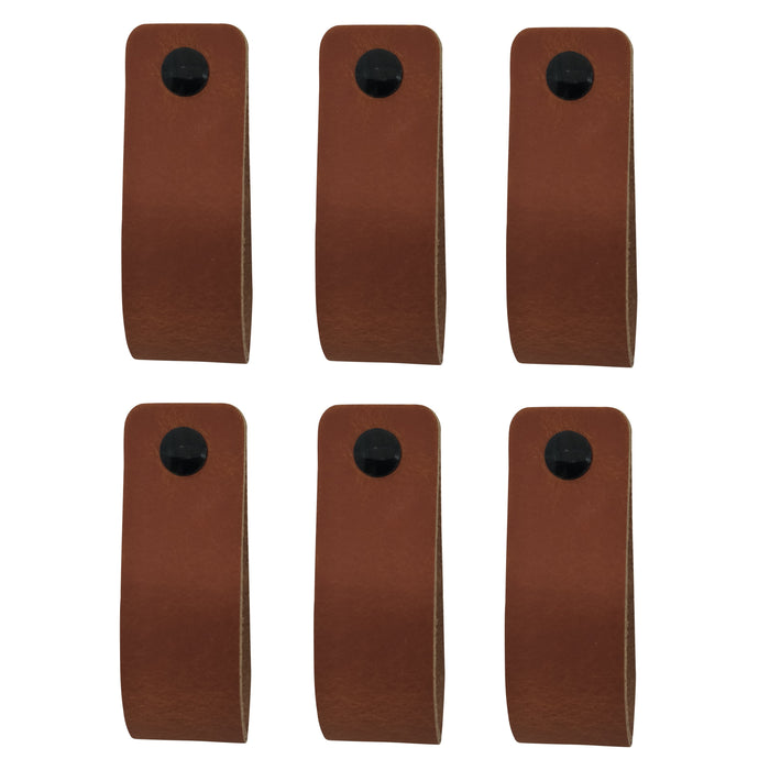 XIVADA Leren Handgreep Juqa - Boren - Leer - Cognac - Set van 6