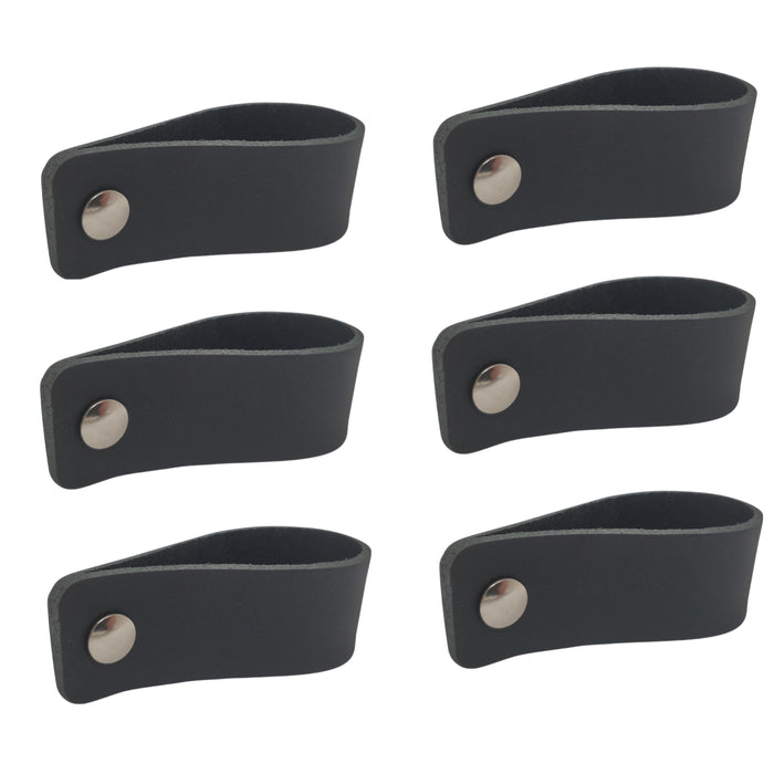 XIVADA Leren Handgreep Juqa - Boren - Leer - Zwart - Set van 6