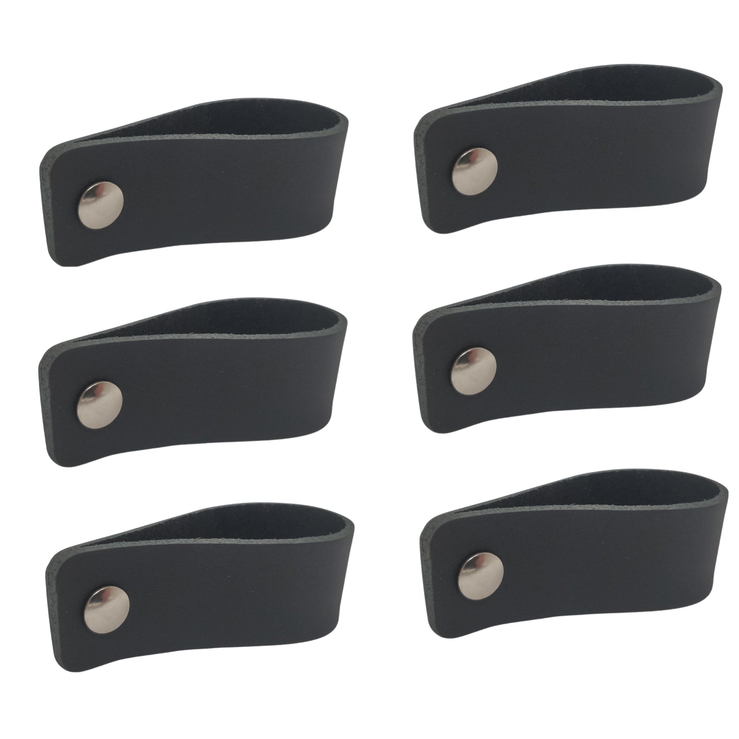 XIVADA Leren Handgreep Juqa - Boren - Leer - Zwart - Set van 6