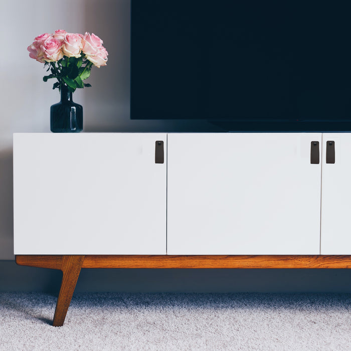 XIVADA Leren Handgreep Juqa - Boren - Leer - Zwart - Set van 6