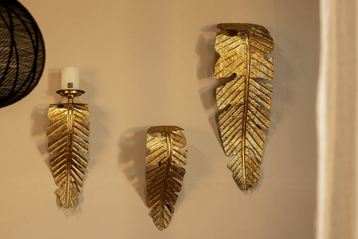 PTMD Asis Wandlamp Blad - 71 x 25 x 13,5 cm - Ijzer - Goud