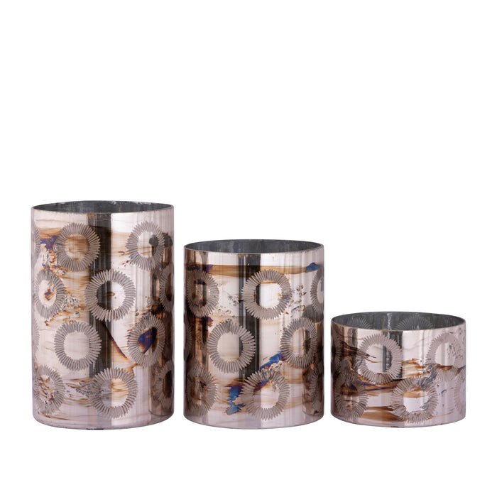 PTMD Windlicht Karga - 20x20x30 cm - Glas - Messing