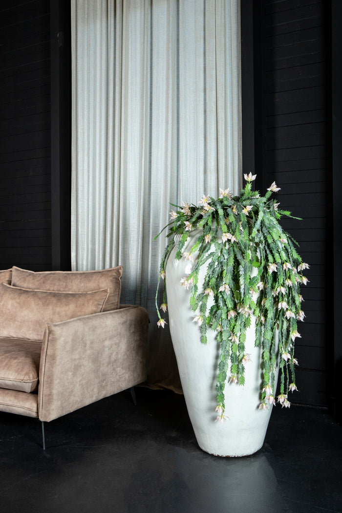 PTMD Izze White glazed ceramic extreme pot high