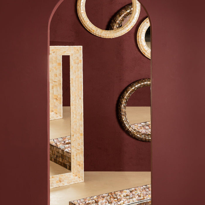 PTMD Chelsae Cream poly rectangle shell mirror