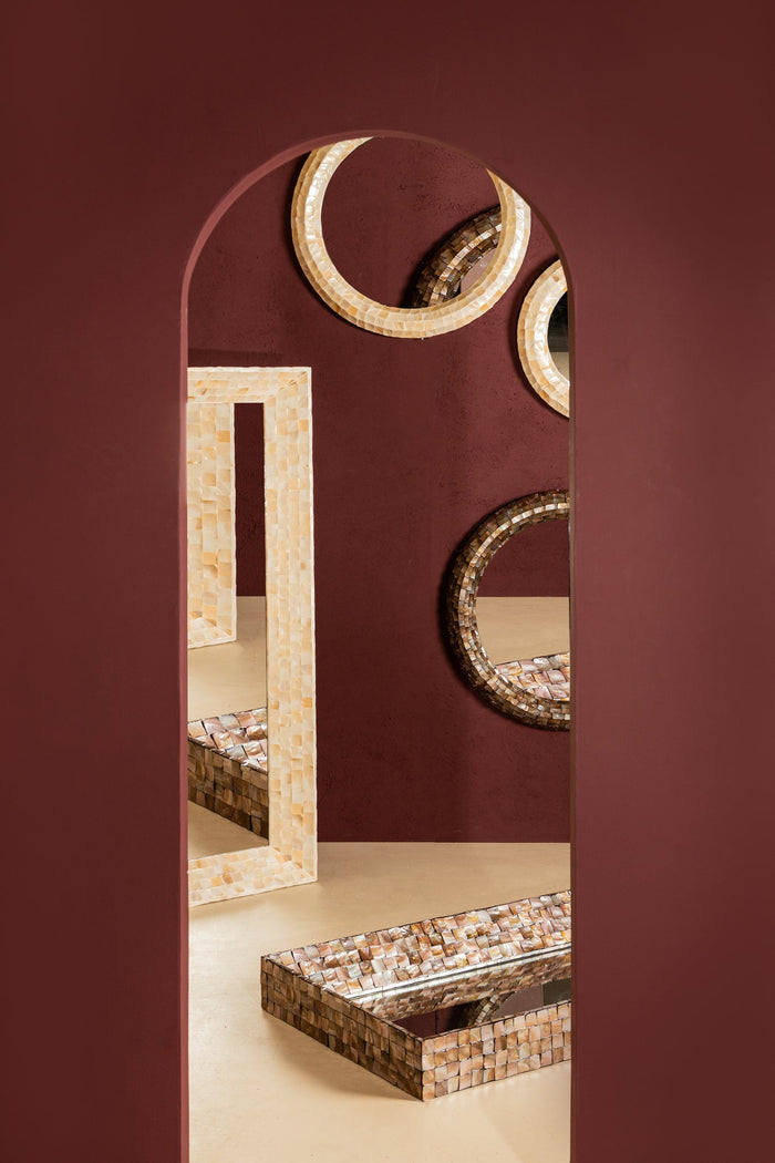 PTMD Chelsae Cream poly rectangle shell mirror