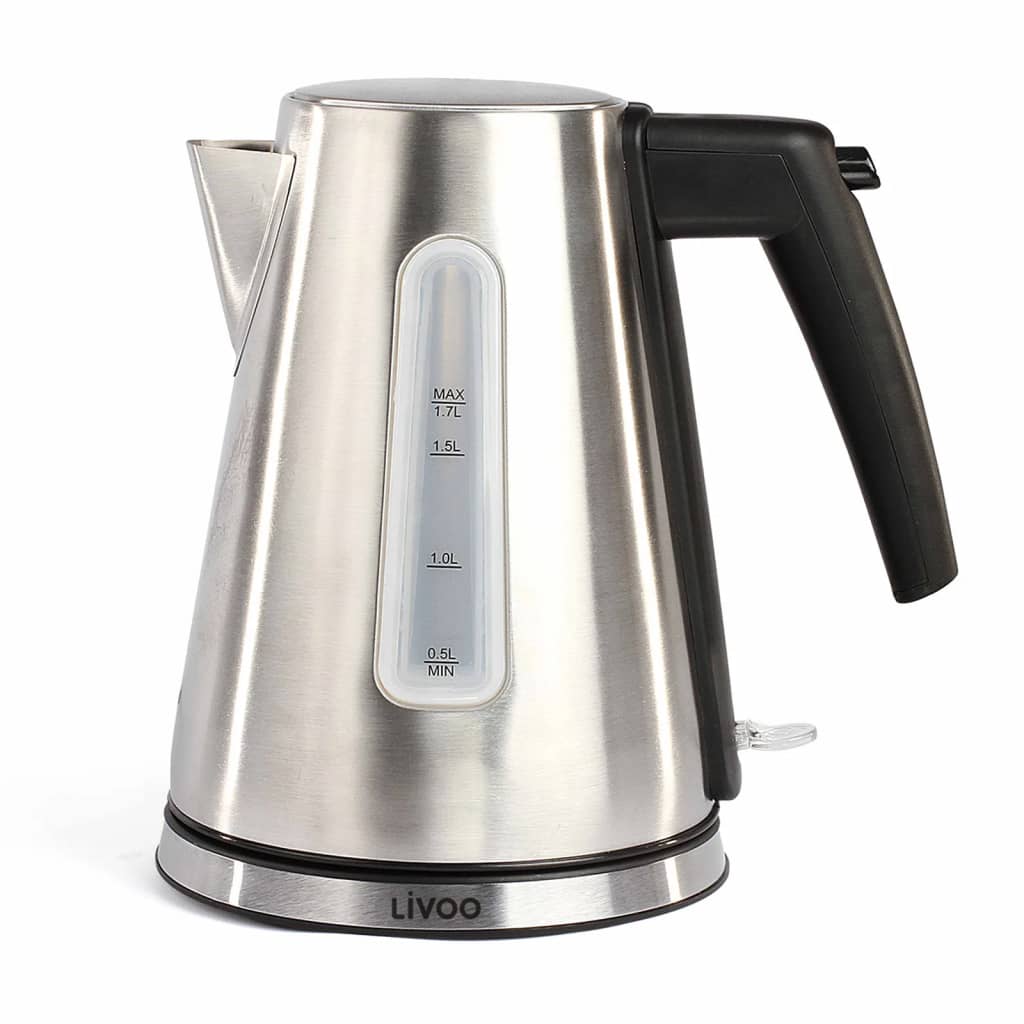 Livoo Waterkoker snoerloos 1,7 L roestvrij staal zilverkleurig