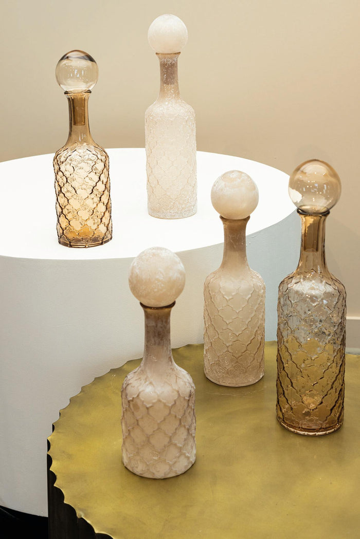 PTMD Cianna Brown glass bottle round with bal S