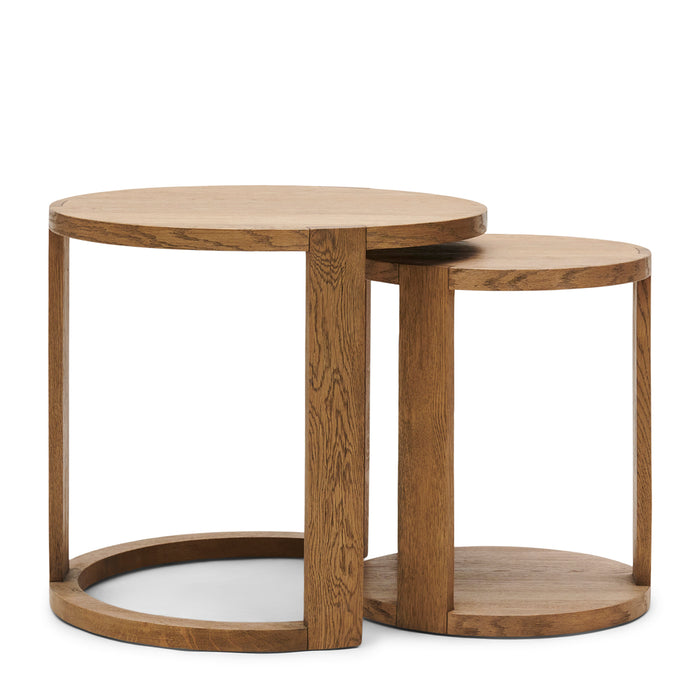 Rivièra Maison - Astoria Einde Tafel Set, ronde vorm, GH1 - Gerecycled Eikenhout, hoogte 55|49 cm