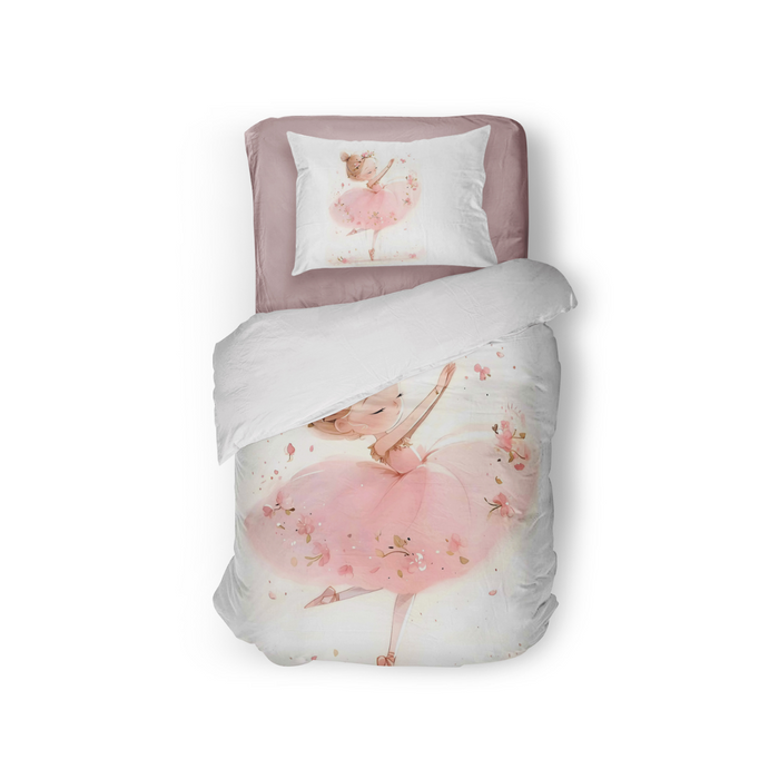 Eleganzzz Kinder Dekbedovertrek Micropercal Ballerina Girl - pink 140x220|240cm