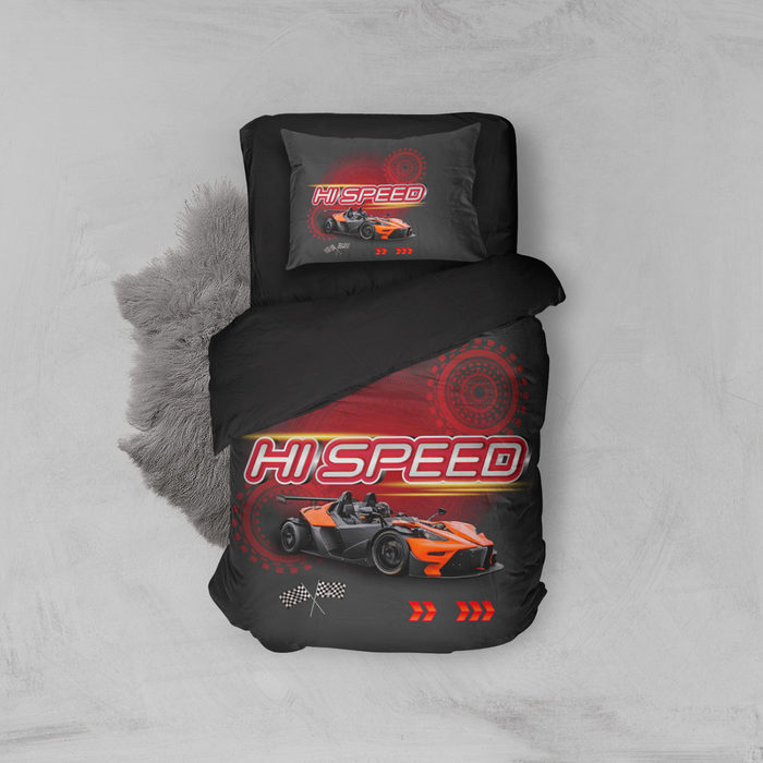 Eleganzzz Kinder Dekbedovertrek Micropercal Hi Speed - black 140x220|240cm