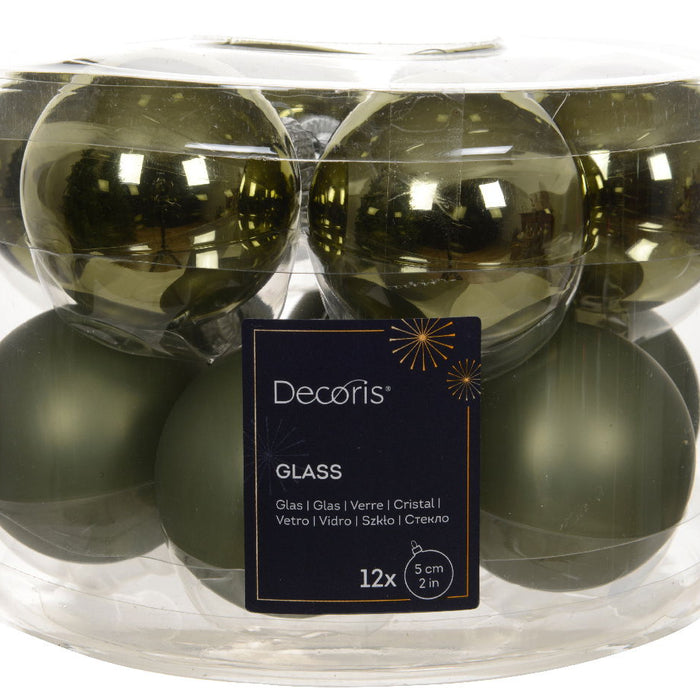 Decoris - Kerstbal glas d5 cm rosemarijn 12st