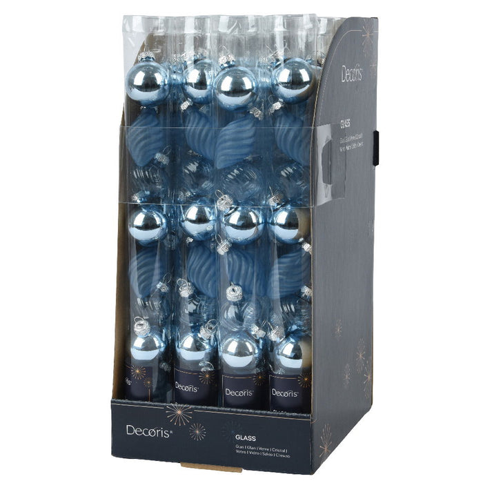 Decoris - Kerstbal glas d3 cm ijsblauw 9st I