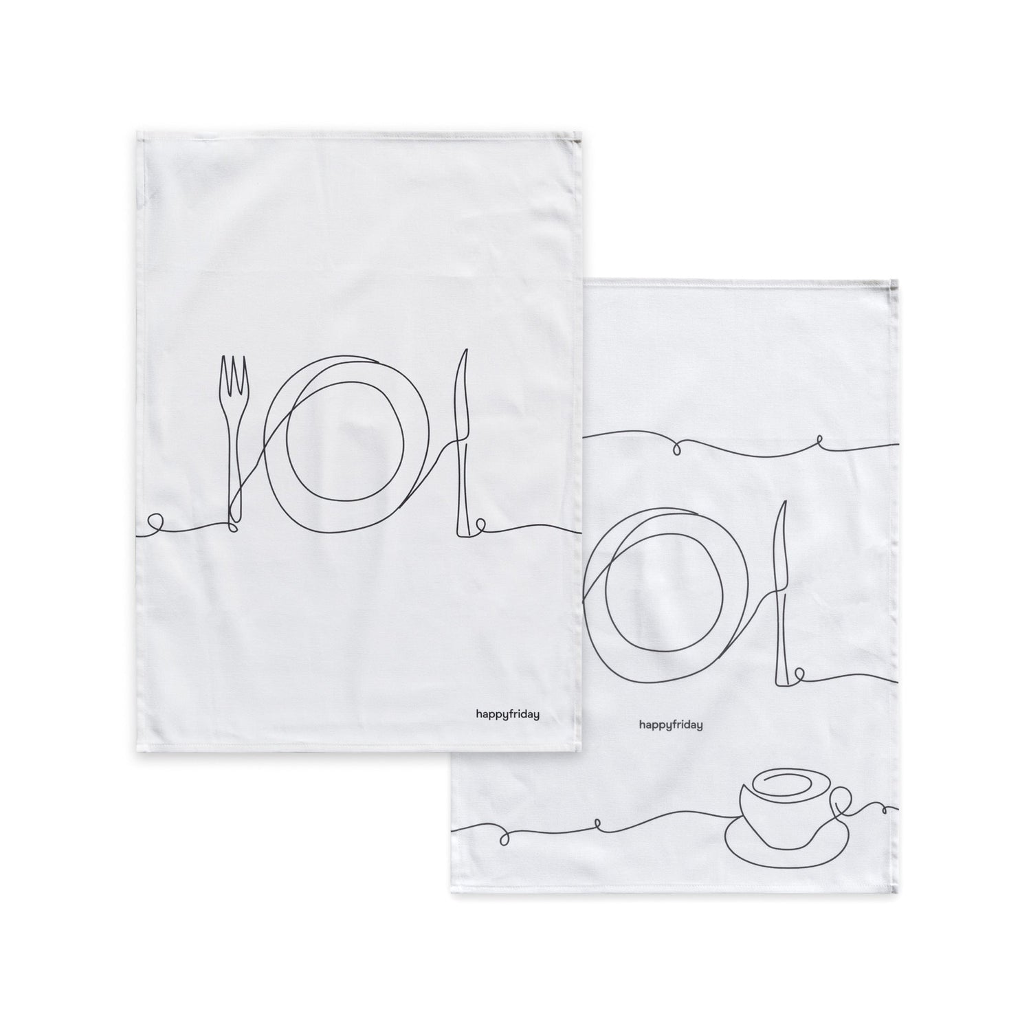 To eat Keukenhanddoek 2 stuks 70x50 cm Happyfriday, Veelkleurig, 100% katoen, de kwaliteit van 200 Gr x m2