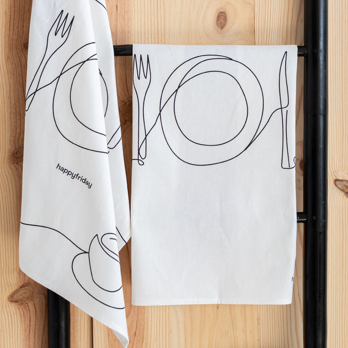 To eat Keukenhanddoek 2 stuks 70x50 cm Happyfriday, Veelkleurig, 100% katoen, de kwaliteit van 200 Gr x m2