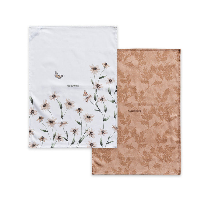 Burgeoning Keukenhanddoek 2 stuks 70x50 cm Happyfriday, Veelkleurig, 100% katoen, de kwaliteit van 200 Gr x m2