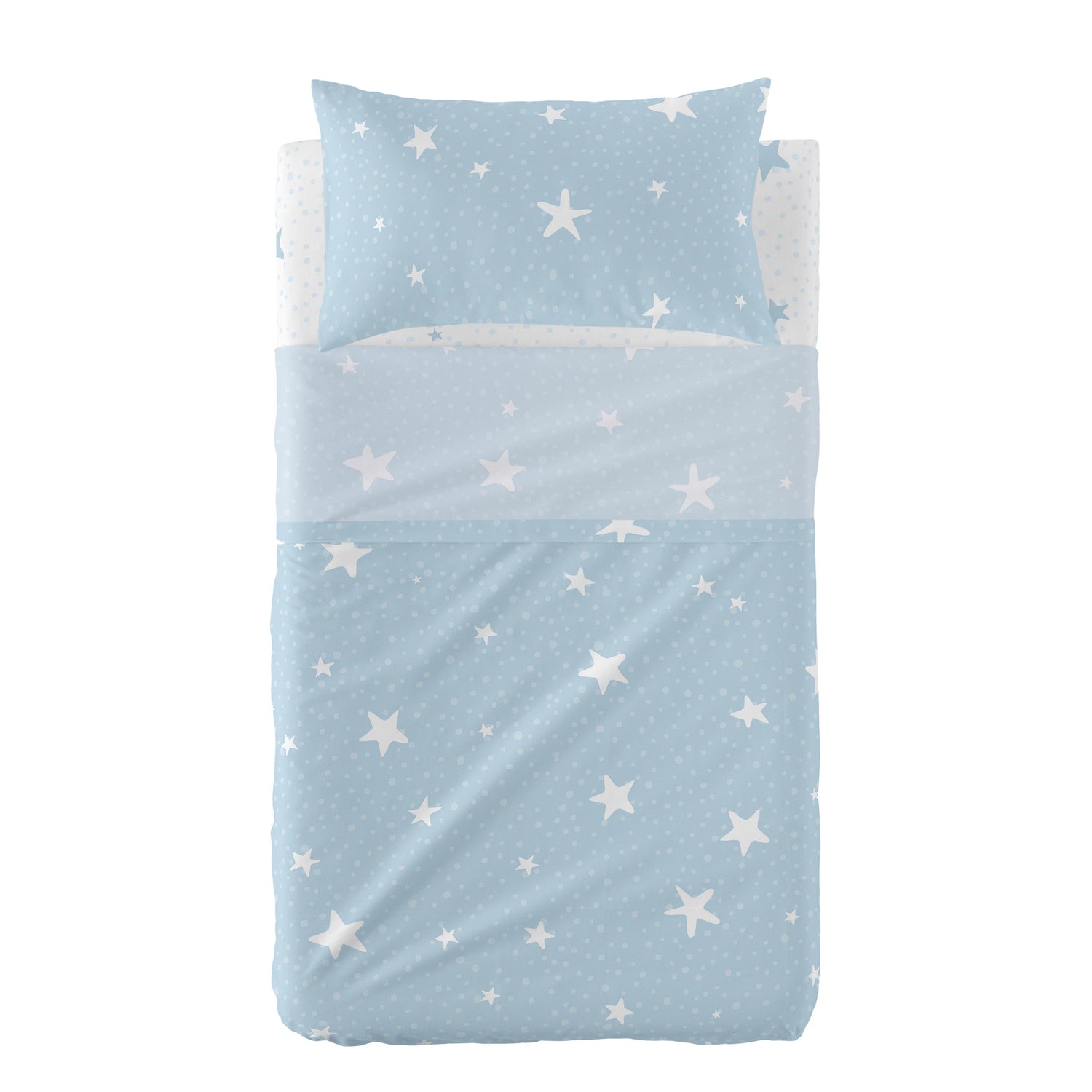 Little star Laken Set ledikant 2-delig Blauw Basic Kids, Blauw, 100% katoen, de kwaliteit van 150 TC