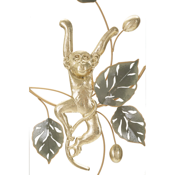 Monkey - Decoratief 3D-wandpaneel in goud metaal